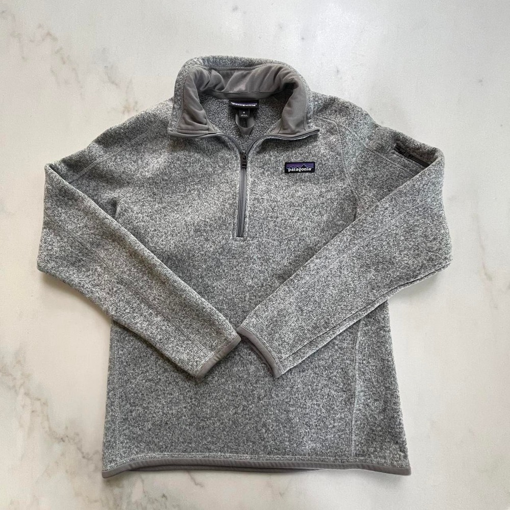 Patagonia Womens Better Sweater 1/4 Zip Fleece Pullover Grey Heather Medium
